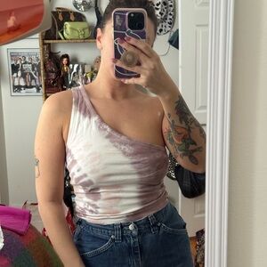 One-Shoulder American Eagle Tie-Dye Top